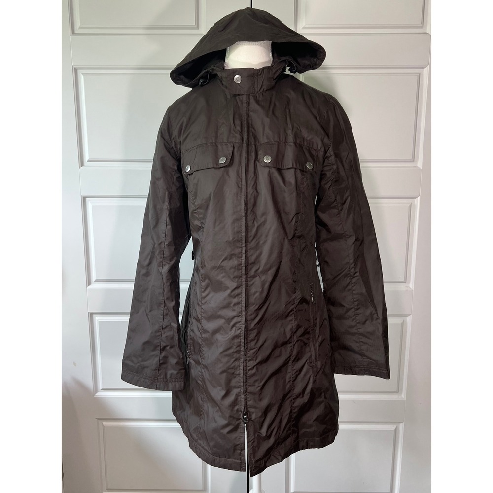 North End Ladies All Climate‎ Wear Brown Hooded Rain Coat Jacket XS